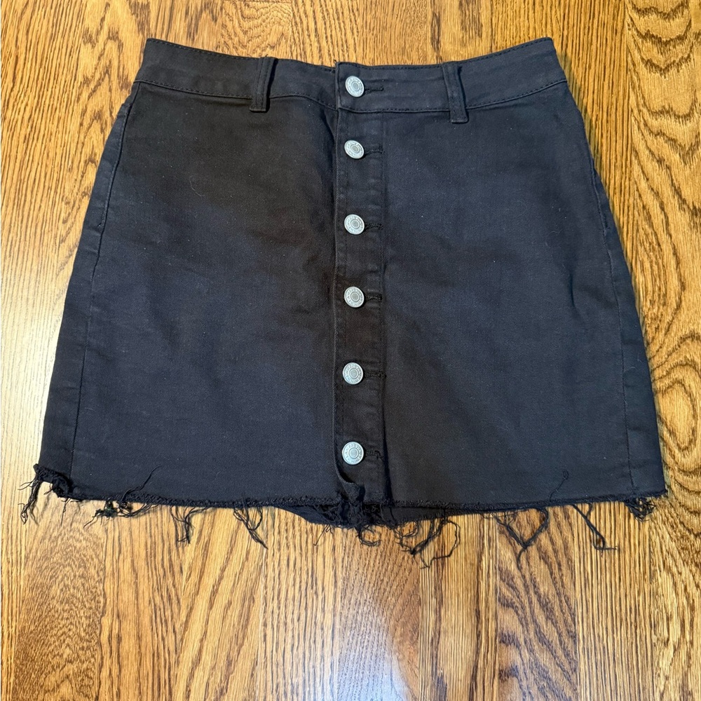 PacSun Black Frayed Hem Mini Skirt